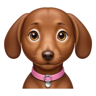 Make a brown short hair dachshund with hazel  eyes and a collar that says the name mocha with a pink band for the collar sticker