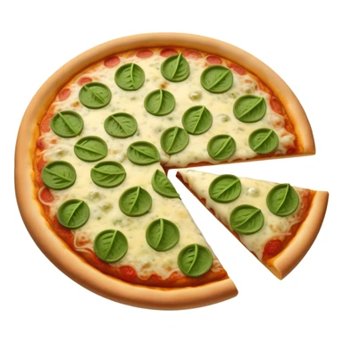 Pizza with pesto sauce, cheese, and green toppings only sticker