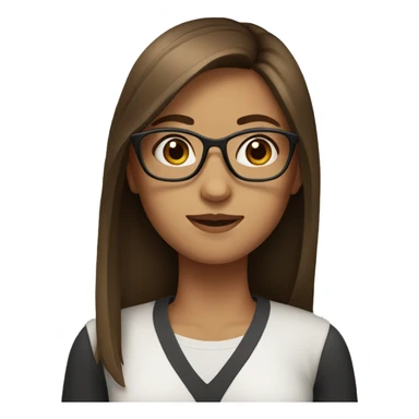 Girl with brown straight hair and glasses sticker