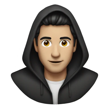 Hooded male portrait, dark hair sticker