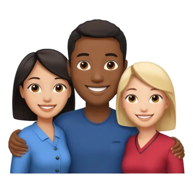 Black man with   with two women one black one Chinese  sticker