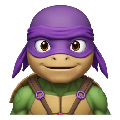 Donatello from Teenage Mutant Ninja Turtles, emoji style, head only, with a purple hacking interface on the screen sticker