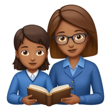 educator or speech therapist with child, who helps child with lessons or reading books sticker