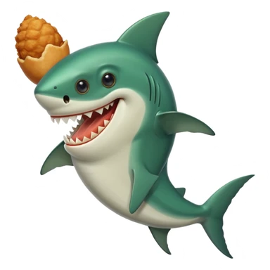 green shark holds with a fin fried chicken leg sticker