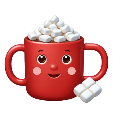 red mug of hot chocolate with marshmallows sticker