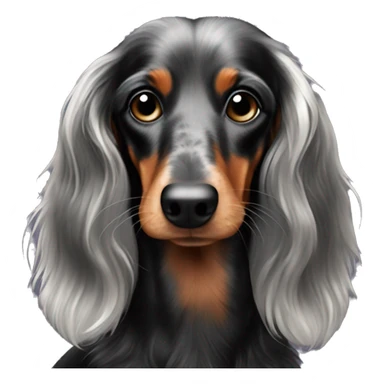 Black dapple long haired dachshund spotted sticker