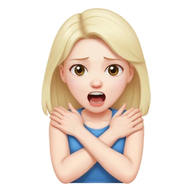 arms crossed holding neck screaming girl sticker
