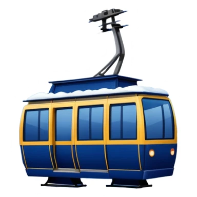 create a cablecar emoji in winter. make it navy dark blue. no yellow. and add the words in white: Lenk  sticker