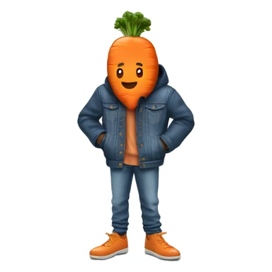Carrot with a beanie and oversize jeans and jacket sticker