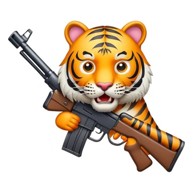 tiger face with toy rifle for action game Twitch emote sticker