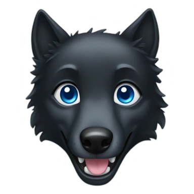 Happy black wolf with blue eyes sticker