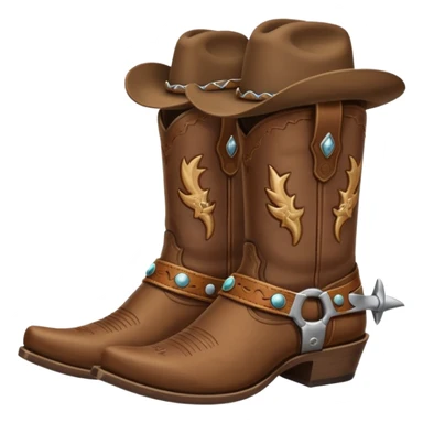 cowboy boot with spurs and a cowboy hat on top sticker
