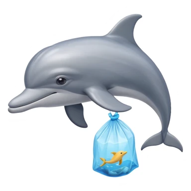 dolphin with plastic waste bag sticker