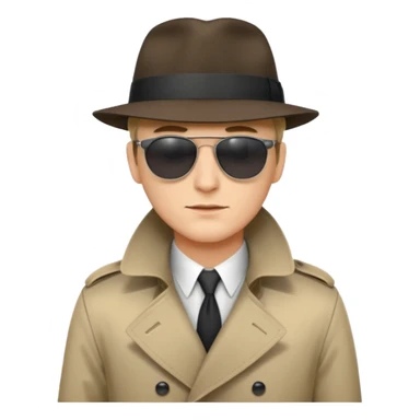 spy wearing sunglasses, a fedora and trench coat sticker
