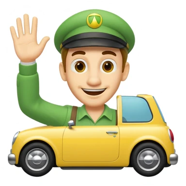 Luigi from Cars, smiling, waving sticker