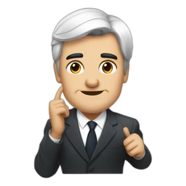 a white politician resembled to pedro sanchez  with black hair signing a paper sticker