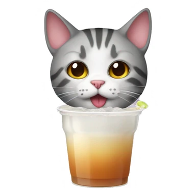 cat drinking boba sticker