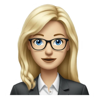 Pretty Caucasian blonde woman with glasses in a suit working, hyper realistic with blue eyes  sticker