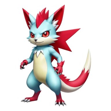 Cool Edgy Badass Shiny Colorful Digimon-Sneasel-Zangoose-hybrid full body sticker