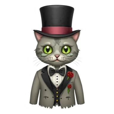 zombie cat with bow tie and top hat sticker