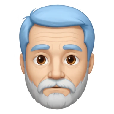 An elderly man with light-blue hair and beard, thick eyebrows, brown eyes, and a calm expression.b sticker