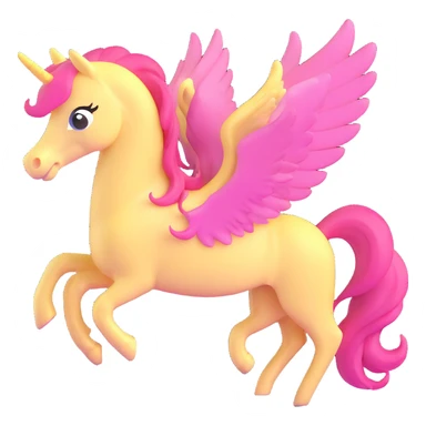 full body pastel yellow pony with pink mane, wings visible, soft colors sticker
