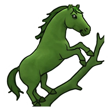 A tree that has a horse climbing on it sticker