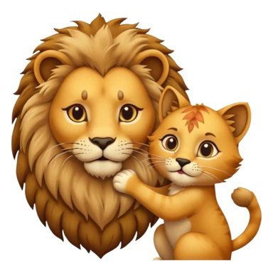 Animal Gato tocando la cabezo de un leon sticker