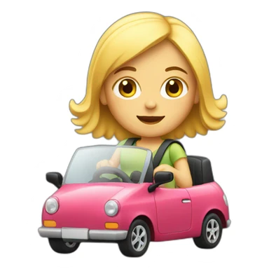 girl Driving Small Car sticker