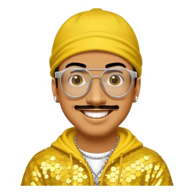 Ali G with yellow sequin outfit sticker