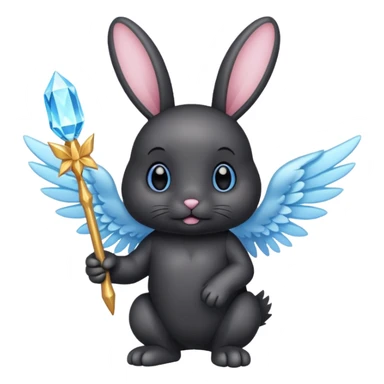 Black bunny with wings and with cristal wand  sticker