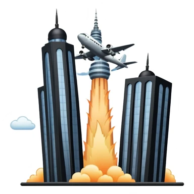 plane hitting two towers sticker