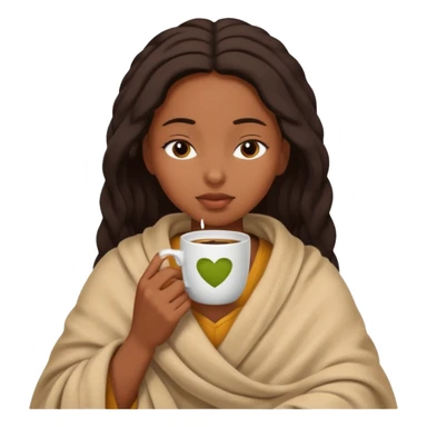 black girl inside a blanket sipping coffee eyes closed sticker