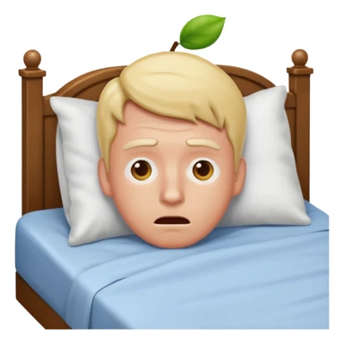 a man lying in bed, sweating and scared after a nightmare, apple style emoji sticker