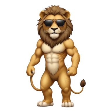 anthropomorphised lion wearing dark sunglasses walking upright sticker