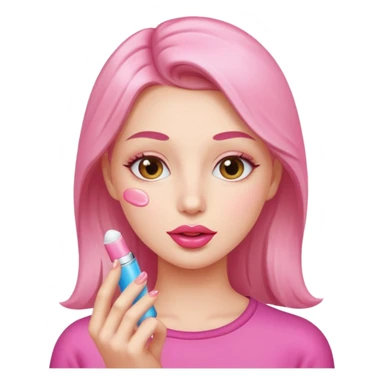 A gorgeous women applying lipbalm  sticker