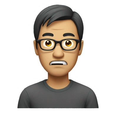 Angry Asian man with glasses sticker