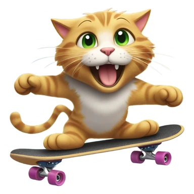Happy cat skate boarding sticker