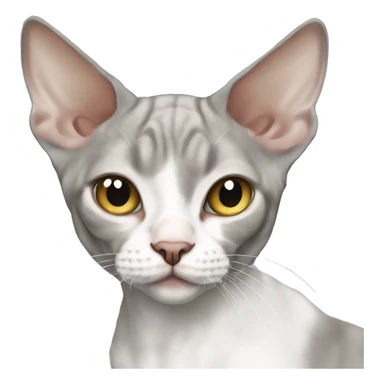 Grey and white cat Devon Rex sticker