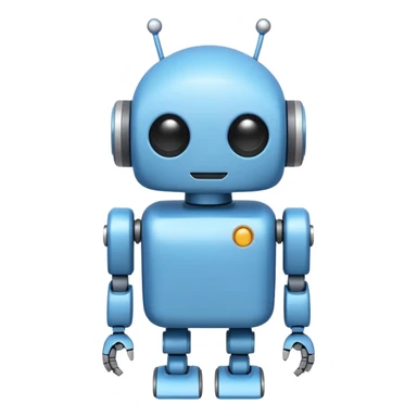 Minimal flat vector emoji of a cute Android-style robot, rounded head with small antennae, white circular eyes, simple rectangular body, short rounded arms and legs, solid dark color, clean silhouette, no gradients or shadows, centered on white or transparent background. sticker