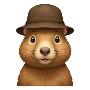 A capybara with a hat sticker