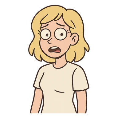 flat toon style blonde girl wearing a t-shirt sticker