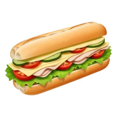 sandwich with turkey, lettuce, pickles, mayonnaise, and tomatoes on a baguette sticker