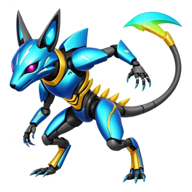 Shiny Epic Edgy Cool Colorful Vibrant Modern Vernid-Protogen-creature-animal, full body sticker