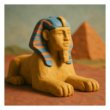 ancient sphinx, claymation style sticker