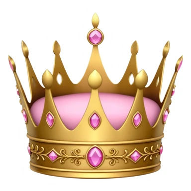 A luxurious golden crown with pink accents and elegant details, featuring a prominent empty space or cutout in the center sticker