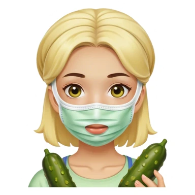 Chica con una mascarilla y pepinillos  sticker
