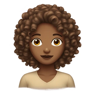 Brown curly haired girl with brown eyes and skin sticker