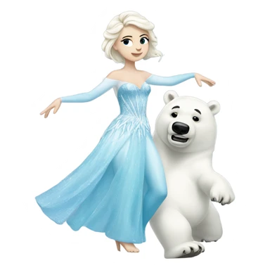 ice princess with a polar bear dancing  sticker