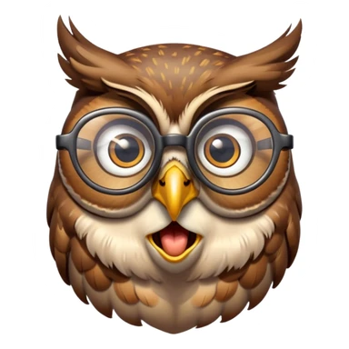 owl with glasses falling off and surprised expression sticker